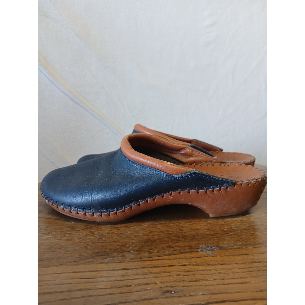 Italian Leather blue clogs natural sport size 6M - Picture 5 of 6